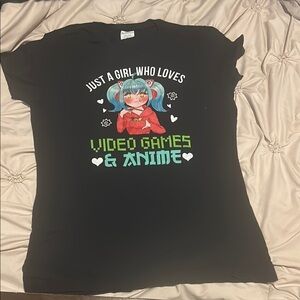 Port and Company Black Short Sleeve Tee Gaming Anime Style